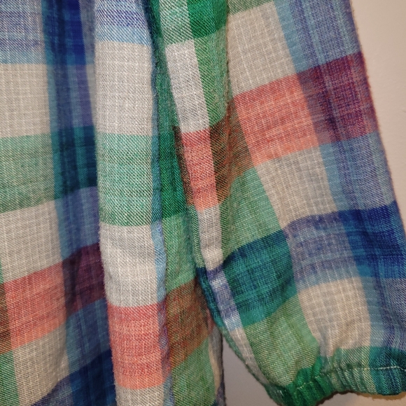 💙 Vintage Gymboree Blue Green Plaid Long Nightgown Girls 7 8 Nightie Sleepwear - Picture 4 of 11